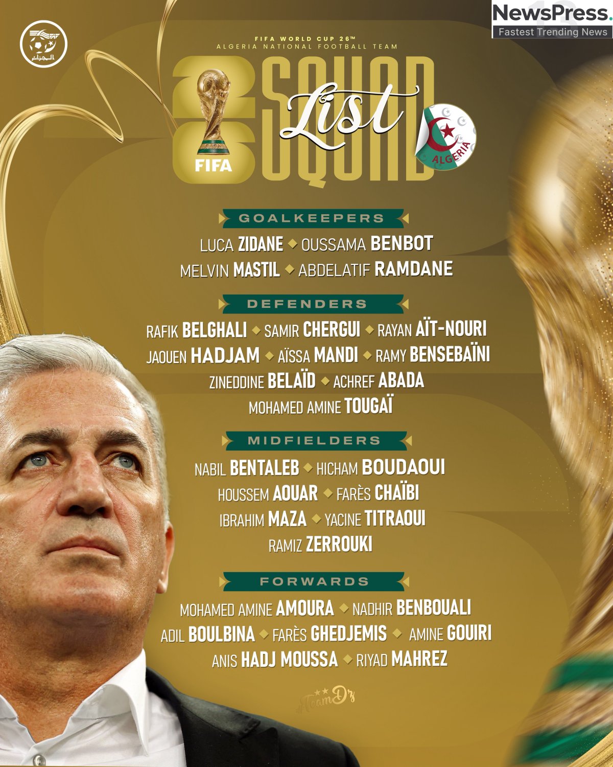 Vladimir Petković dévoile la liste des 26 joueurs de l’Algérie pour la Coupe du Monde 2026